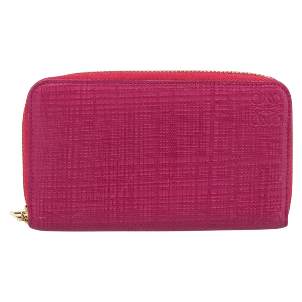 LOEWE Wallet Leather Pink Gold Auth 204802A