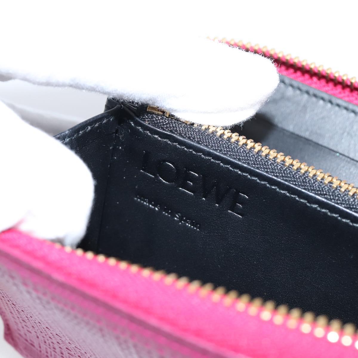 LOEWE Wallet Leather Pink Gold Auth 204802A