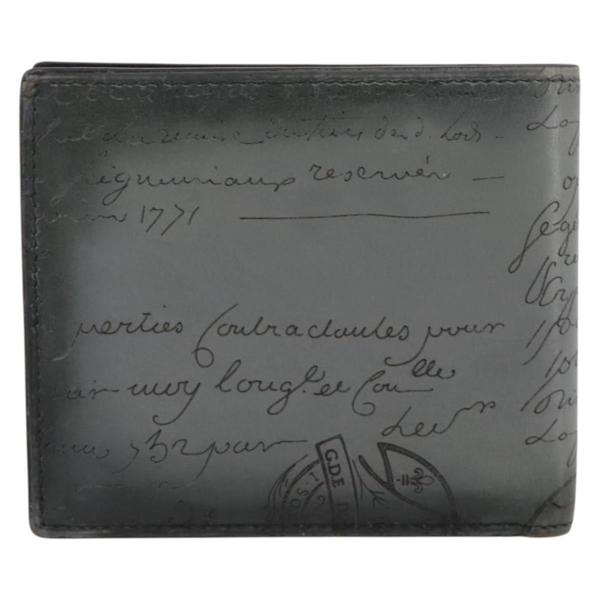 Berluti Wallet Leather Gray Auth 204806M