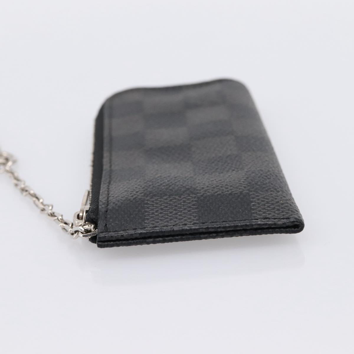 LOUIS VUITTON Damier Graphite Pochette Cles Coin Purse N60155 LV Auth 204807A