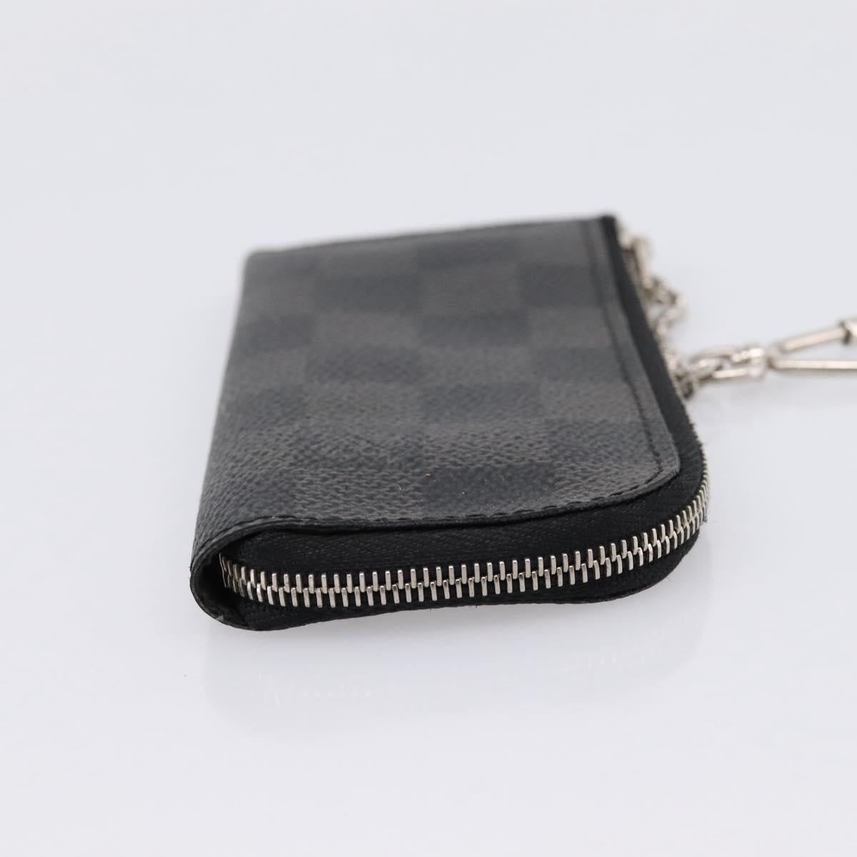 LOUIS VUITTON Damier Graphite Pochette Cles Coin Purse N60155 LV Auth 204807A