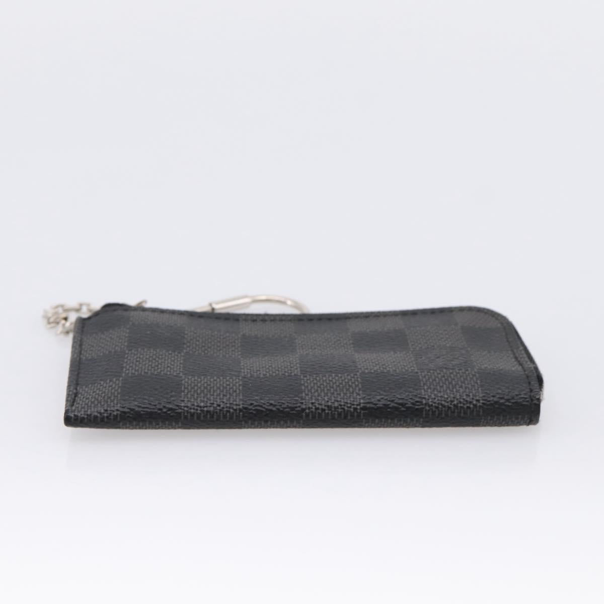 LOUIS VUITTON Damier Graphite Pochette Cles Coin Purse N60155 LV Auth 204807A