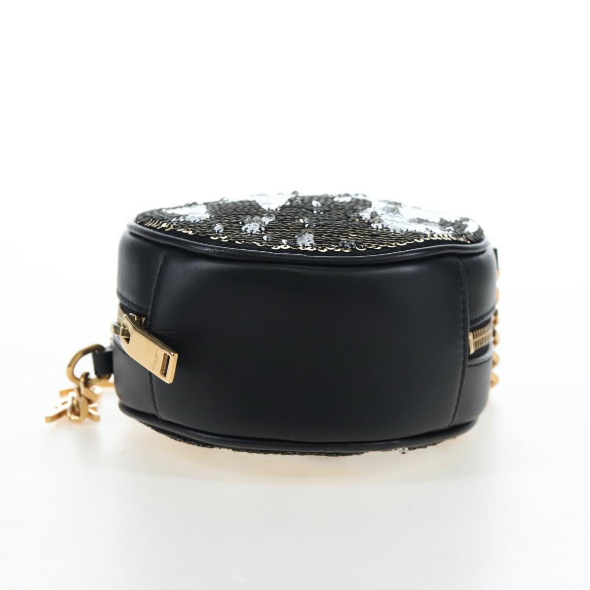 SAINT LAURENT Chain Shoulder Bag Sequin Black Gold Tone Auth 204808SAM