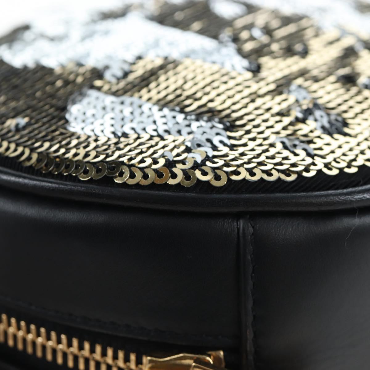 SAINT LAURENT Chain Shoulder Bag Sequin Black Gold Tone Auth 204808SAM