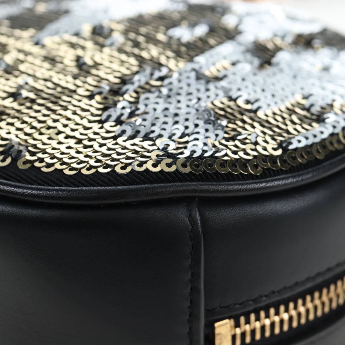 SAINT LAURENT Chain Shoulder Bag Sequin Black Gold Tone Auth 204808SAM