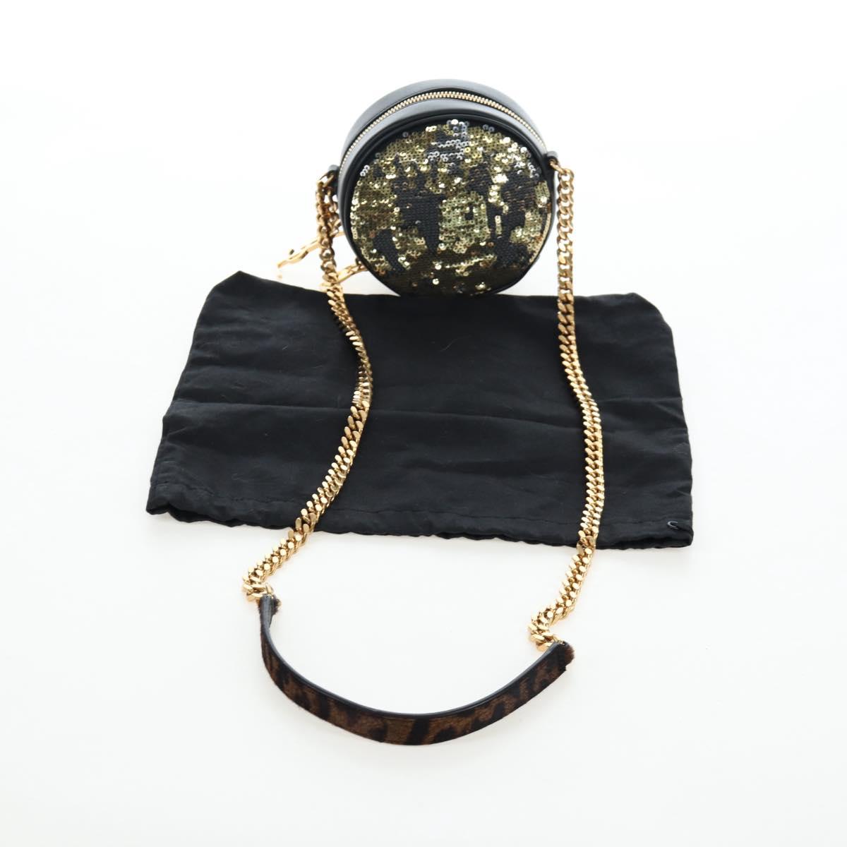 SAINT LAURENT Chain Shoulder Bag Sequin Black Gold Tone Auth 204808SAM