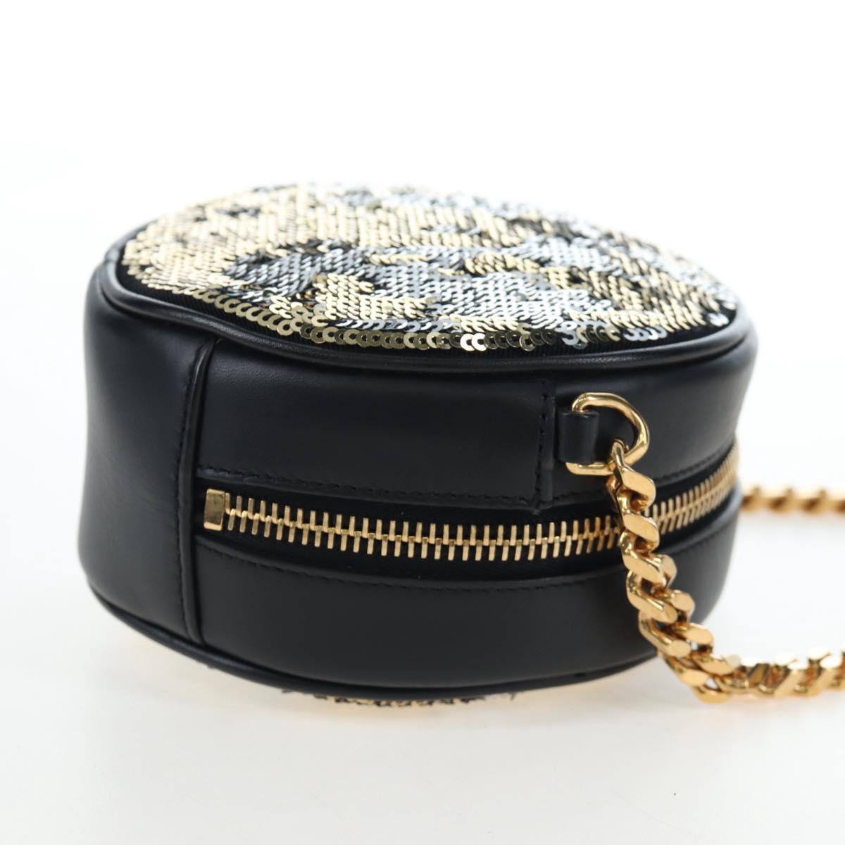 SAINT LAURENT Chain Shoulder Bag Sequin Black Gold Tone Auth 204808SAM