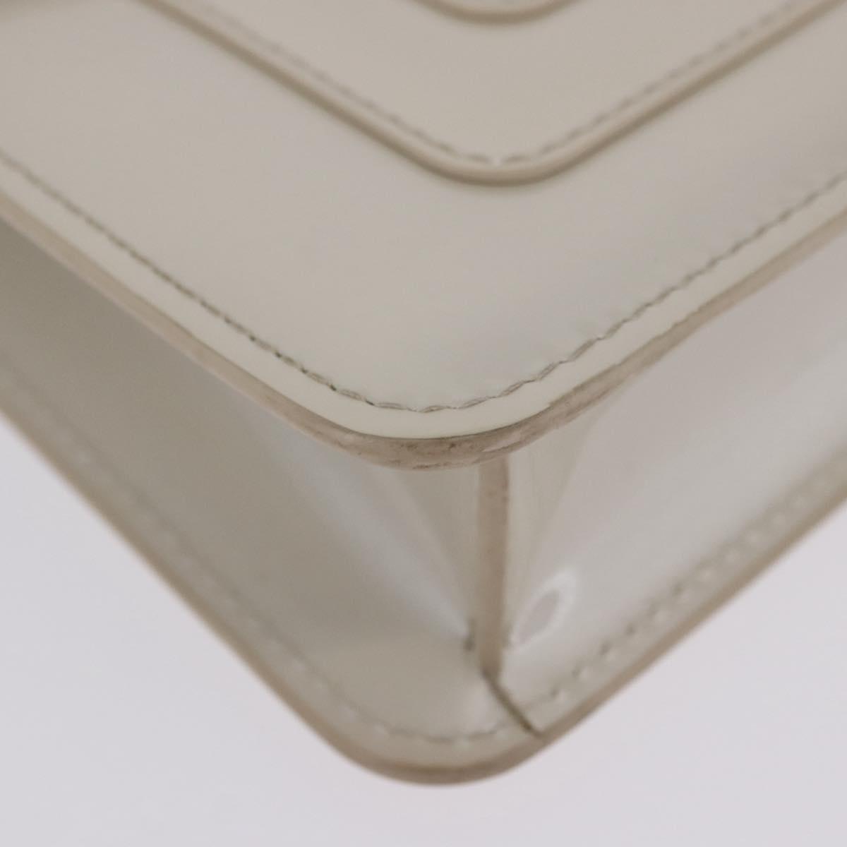 BVLGARI Serpenti Chain Shoulder Bag Patent Leather White Gold Auth 204809A