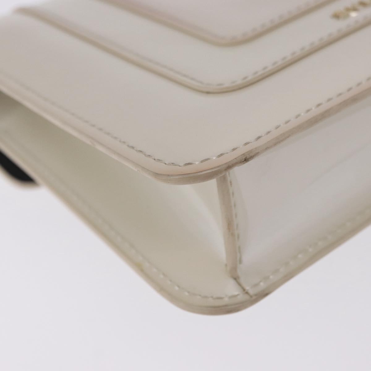 BVLGARI Serpenti Chain Shoulder Bag Patent Leather White Gold Auth 204809A