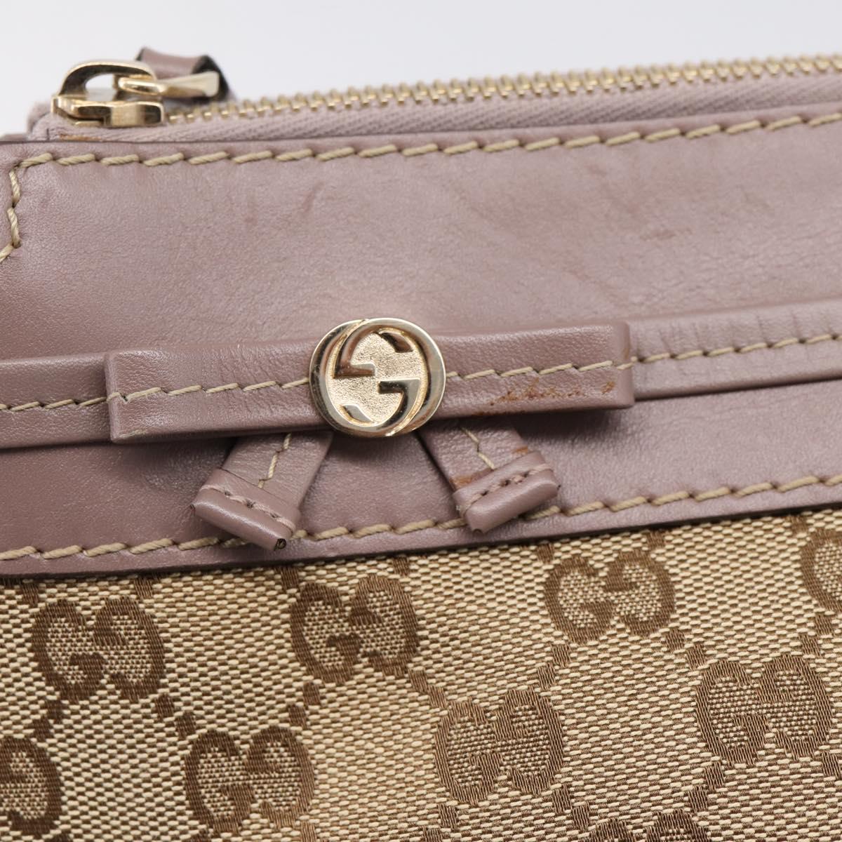 GUCCI GG Canvas Mayfair Shoulder Bag Beige Gold 257065 Auth 204812