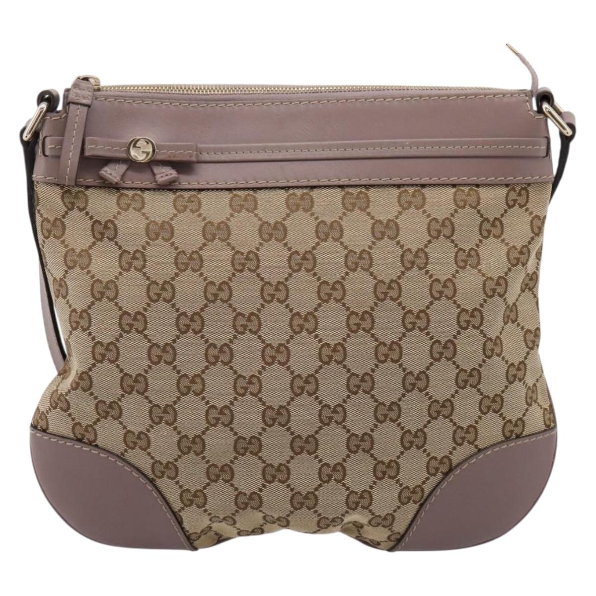 GUCCI GG Canvas Mayfair Shoulder Bag Beige Gold 257065 Auth 204812