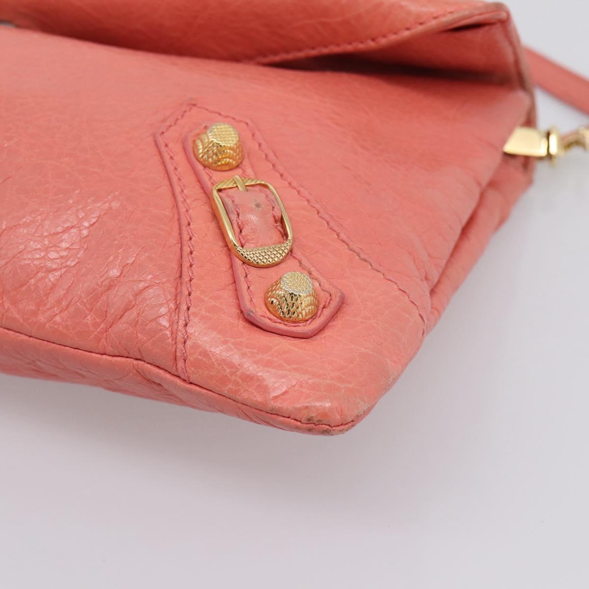 BALENCIAGA Giant Envelope Shoulder Bag Leather Pink Gold Auth 204813A