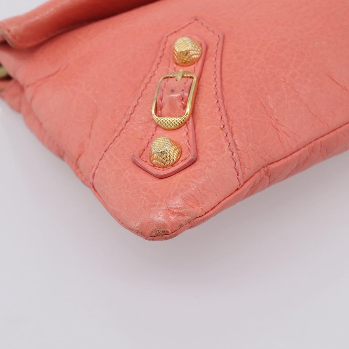 BALENCIAGA Giant Envelope Shoulder Bag Leather Pink Gold Auth 204813A