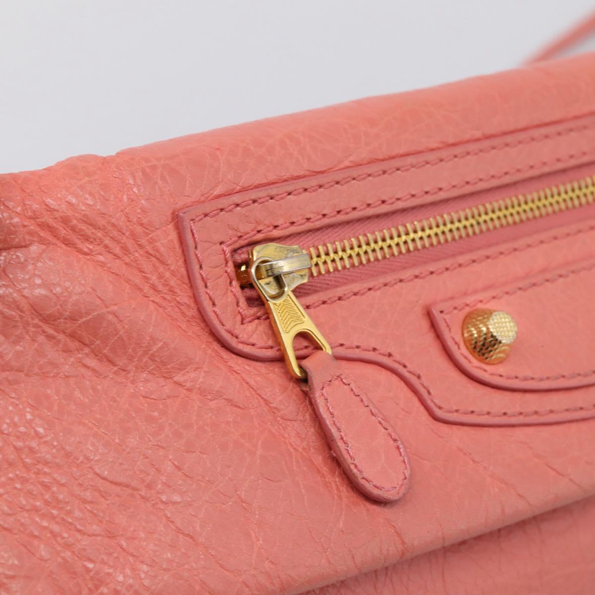 BALENCIAGA Giant Envelope Shoulder Bag Leather Pink Gold Auth 204813A