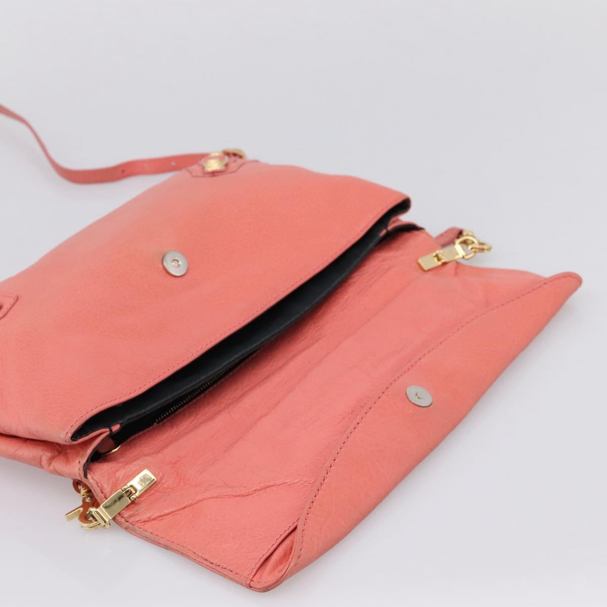 BALENCIAGA Giant Envelope Shoulder Bag Leather Pink Gold Auth 204813A