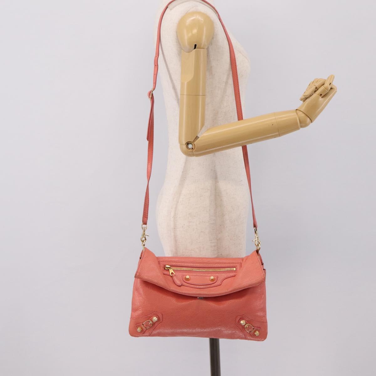 BALENCIAGA Giant Envelope Shoulder Bag Leather Pink Gold Auth 204813A