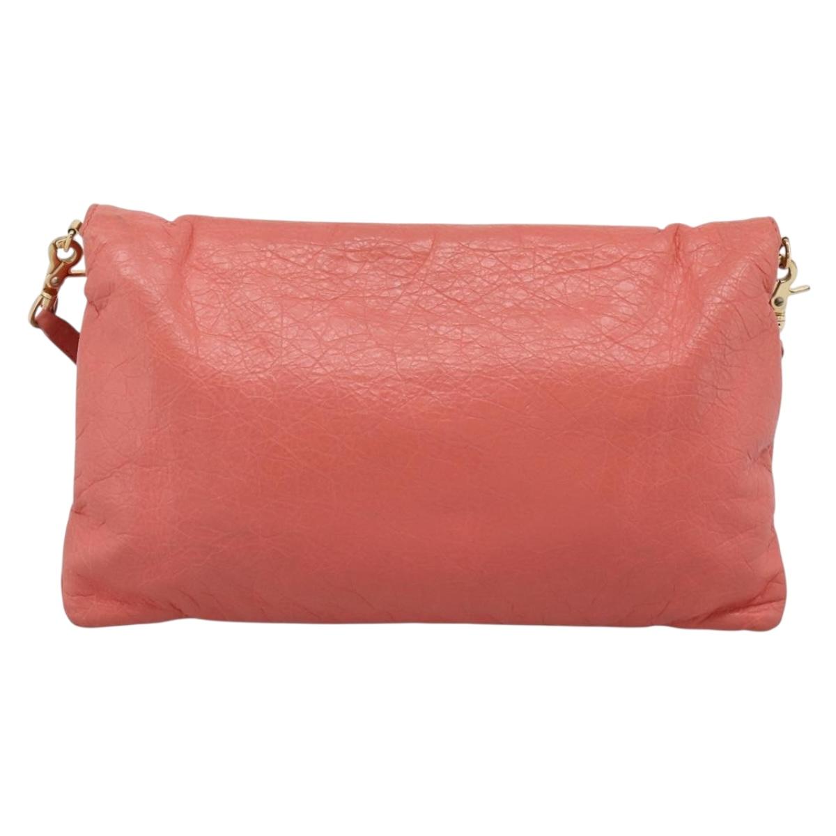BALENCIAGA Giant Envelope Shoulder Bag Leather Pink Gold Auth 204813A