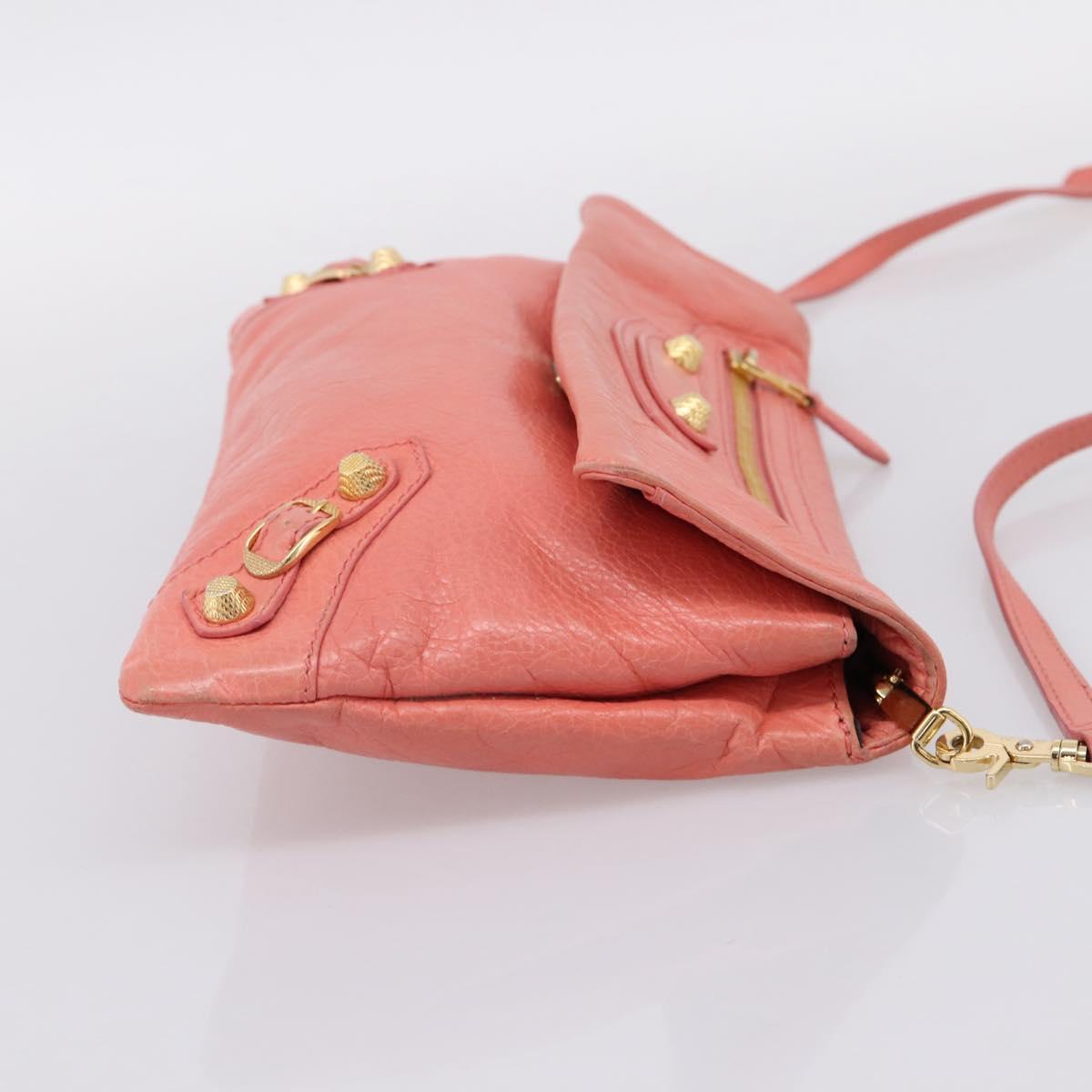 BALENCIAGA Giant Envelope Shoulder Bag Leather Pink Gold Auth 204813A
