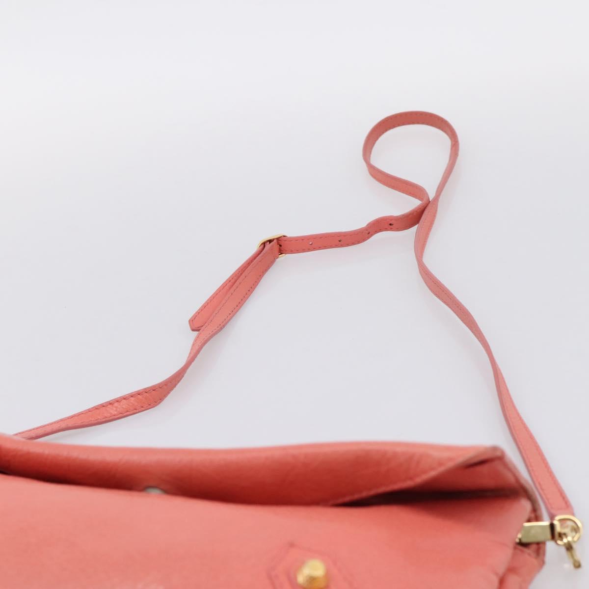 BALENCIAGA Giant Envelope Shoulder Bag Leather Pink Gold Auth 204813A