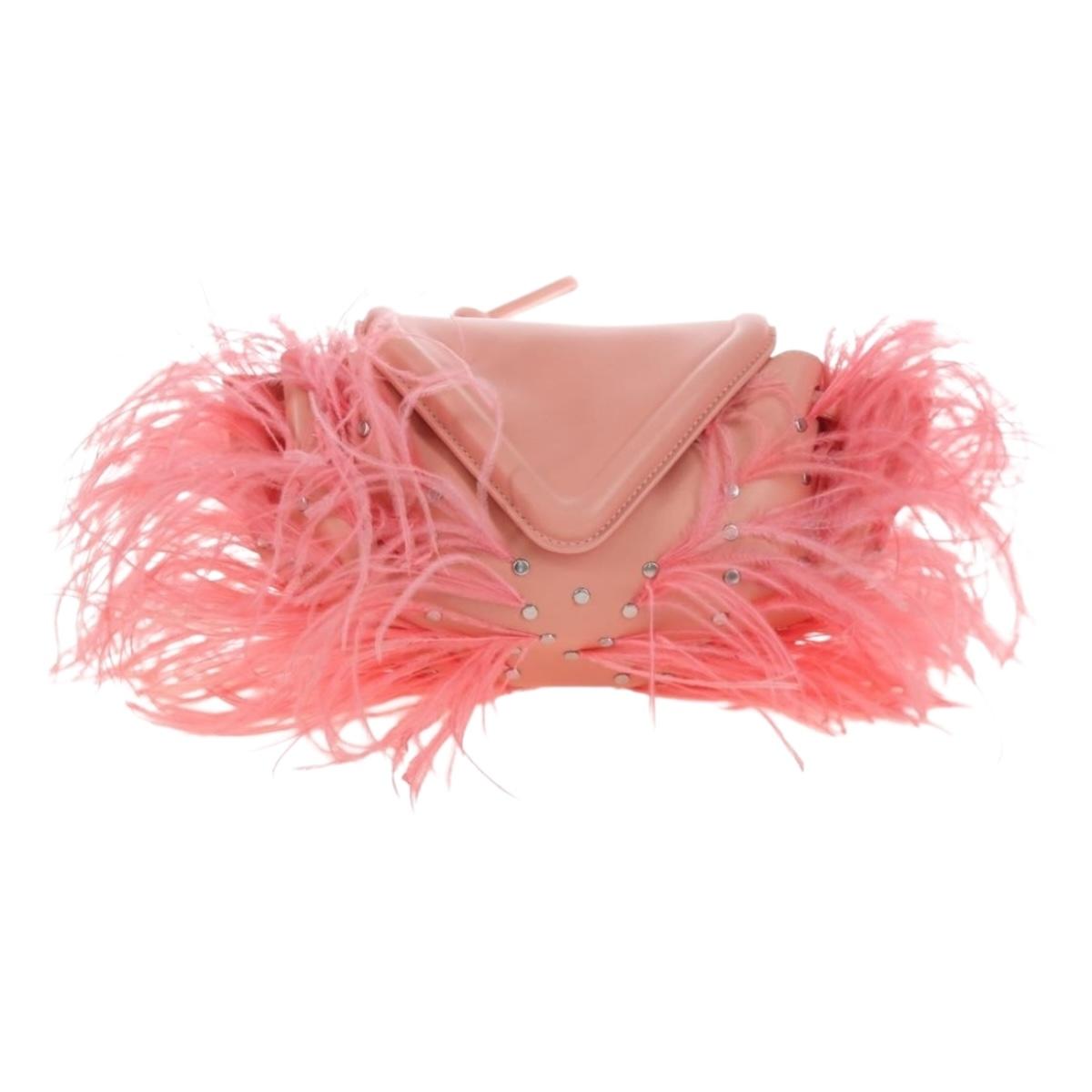 BOTTEGA VENETA Shoulder Bag Leather Pink Silver Auth 204816M