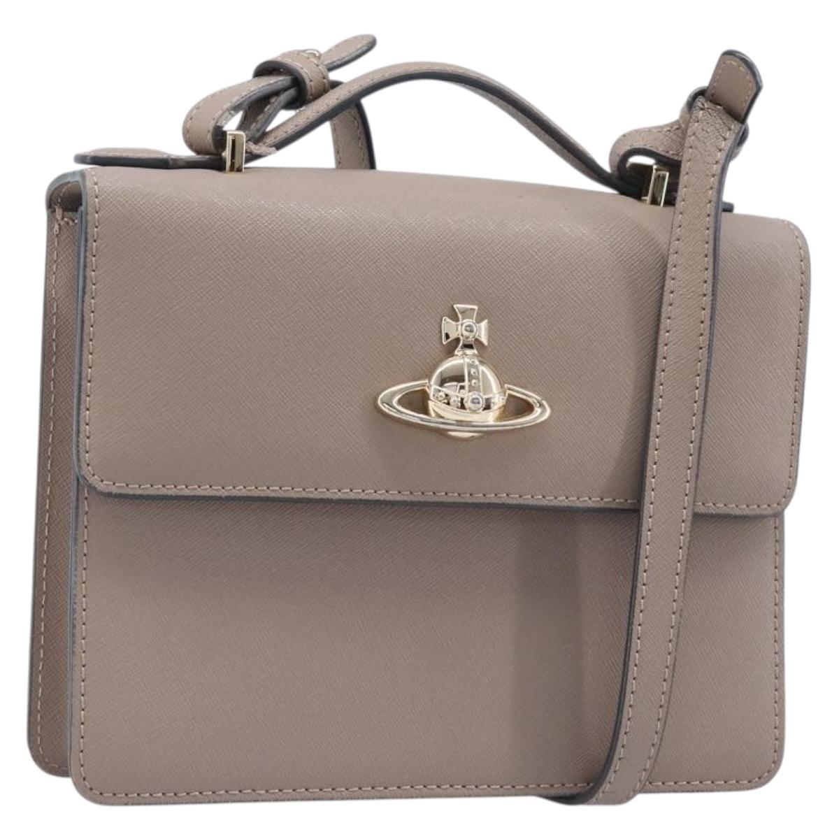 Vivienne Westwood Hand Bag Leather 2way Gray Gold Auth 204819V