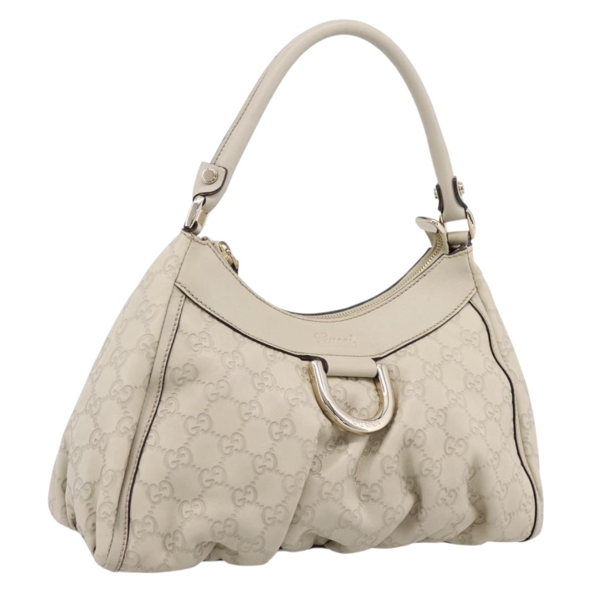 GUCCI GuccissimaGG Abbey Shoulder Bag Leather Ivory Gold 190525 Auth 204823V