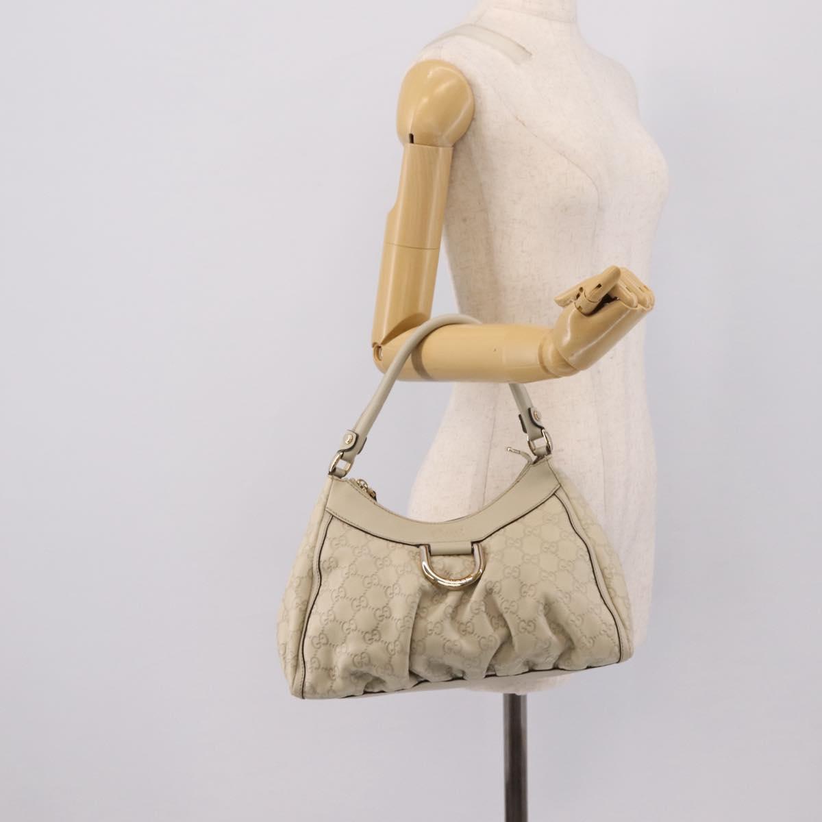 GUCCI GuccissimaGG Abbey Shoulder Bag Leather Ivory Gold 190525 Auth 204823V
