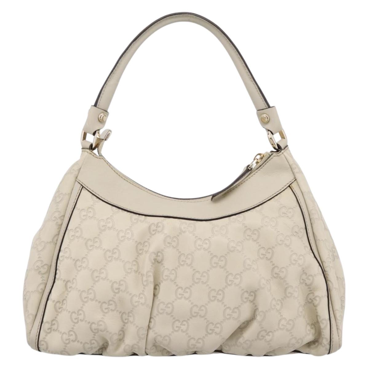 GUCCI GuccissimaGG Abbey Shoulder Bag Leather Ivory Gold 190525 Auth 204823V