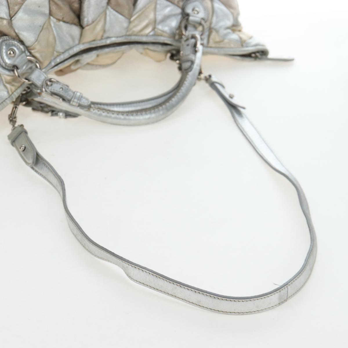 Miu Miu Hand Bag Leather 2way Silver Auth 204825A
