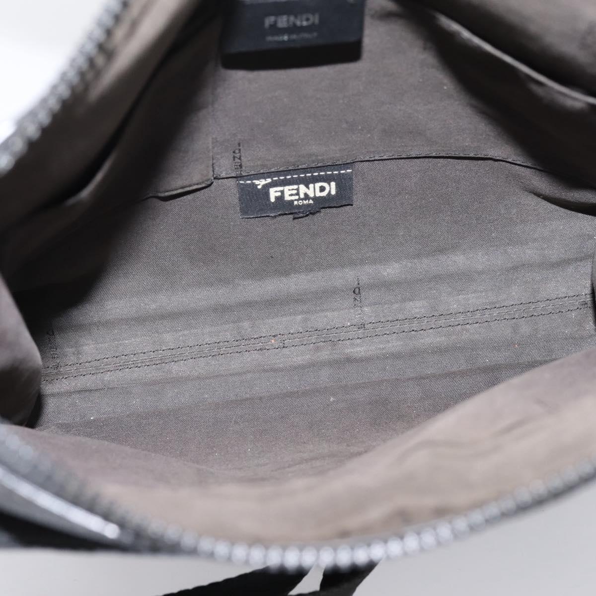FENDI Zucca Canvas Shoulder Bag PVC Black Silver Auth 204826A