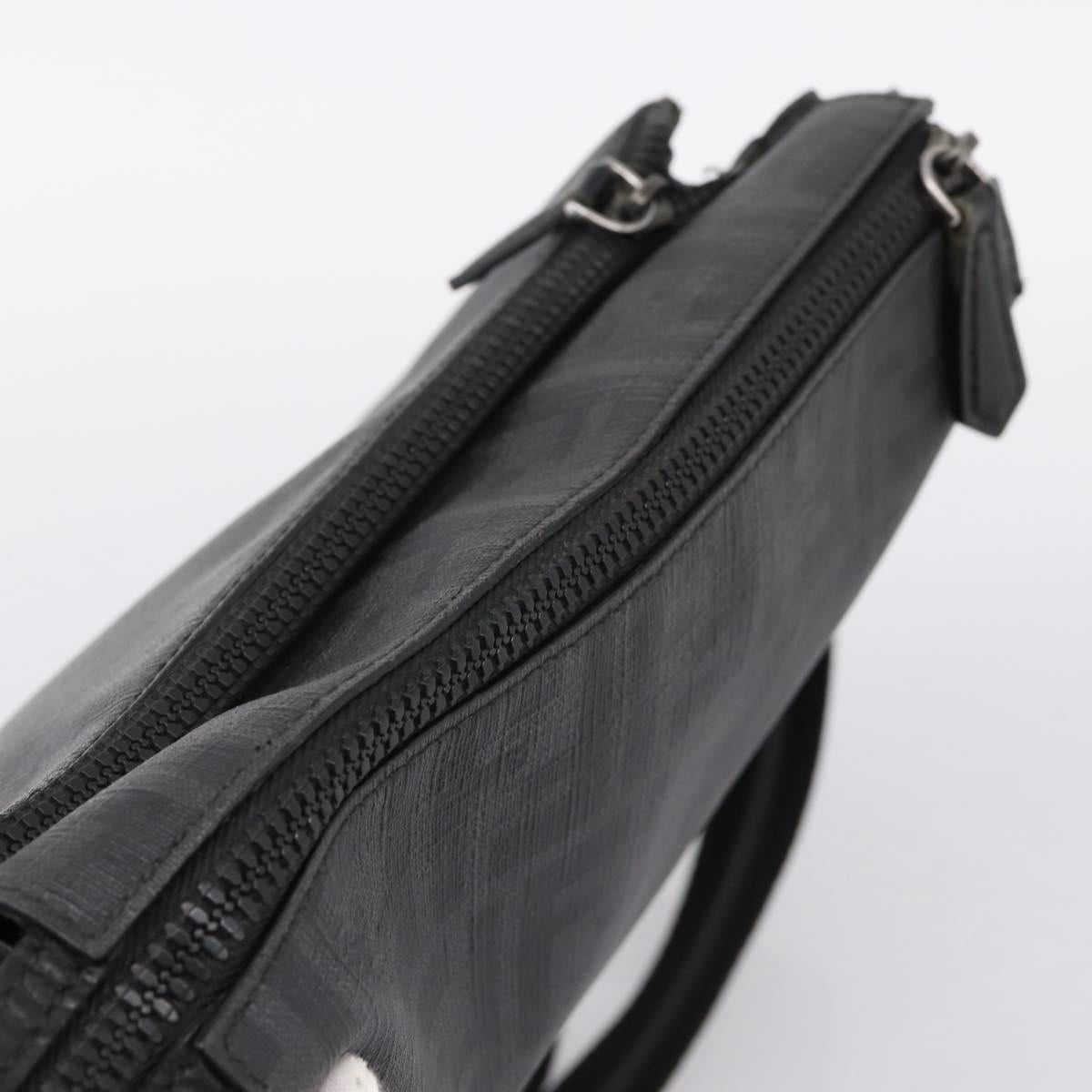 FENDI Zucca Canvas Shoulder Bag PVC Black Silver Auth 204826A