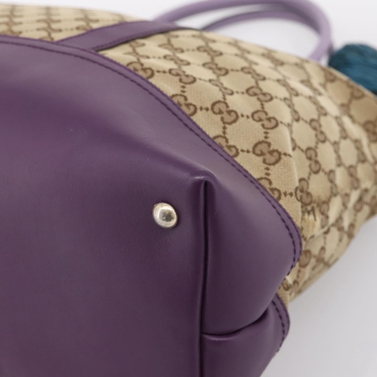GUCCI GG Canvas Tote Bag Beige Gold 282325 Auth 204828