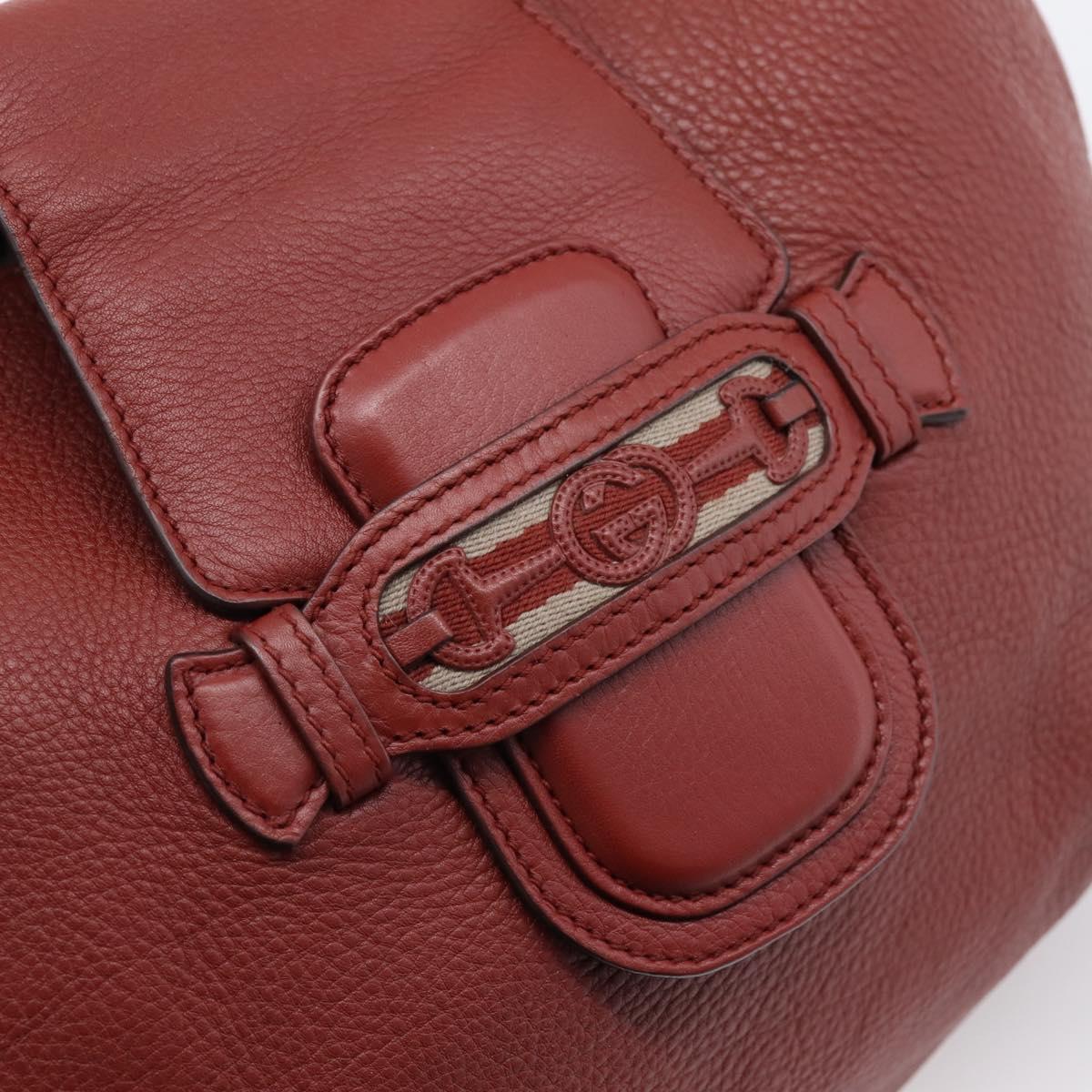 GUCCI Shoulder Bag Leather 2way Red Gold 296851 Auth 204829A