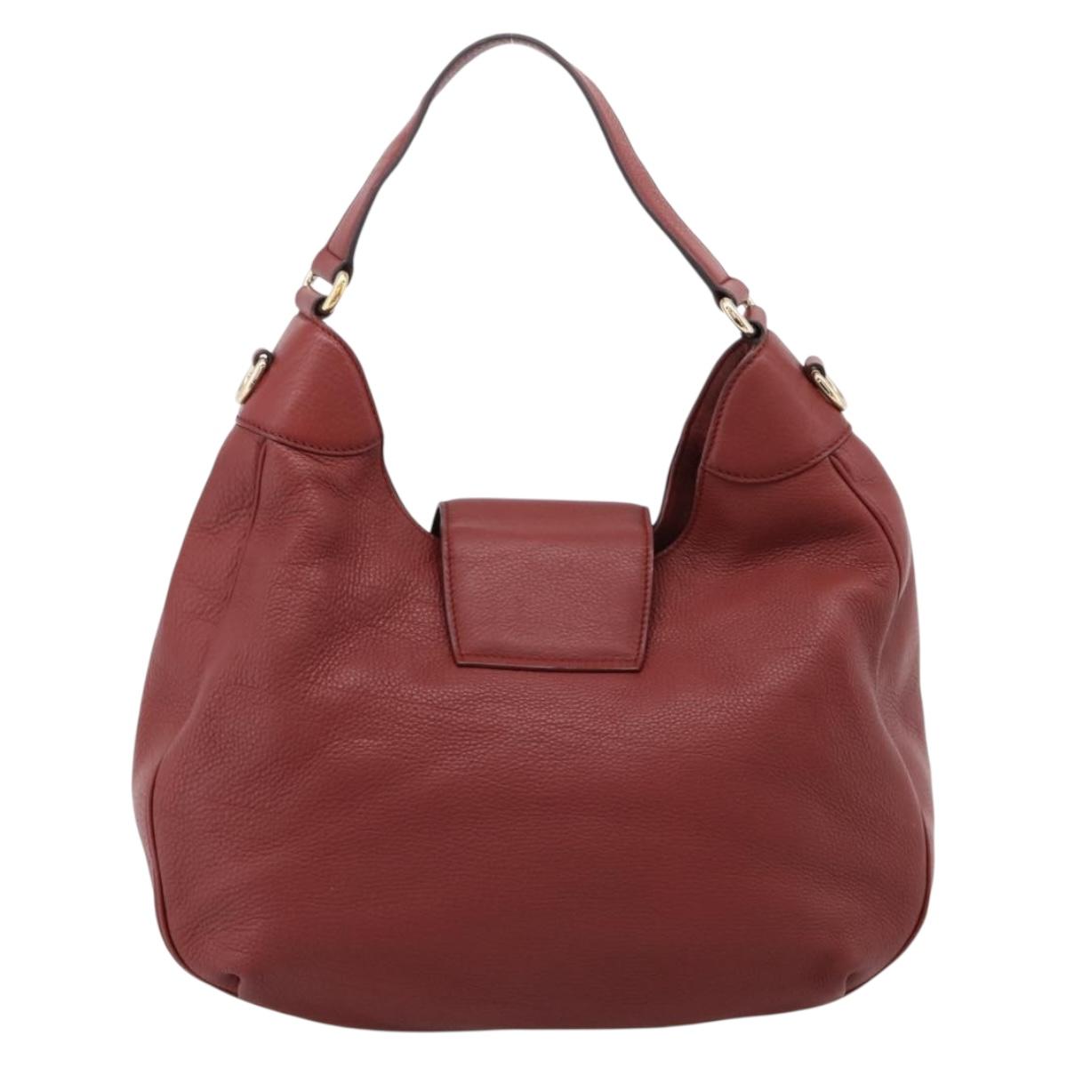 GUCCI Shoulder Bag Leather 2way Red Gold 296851 Auth 204829A
