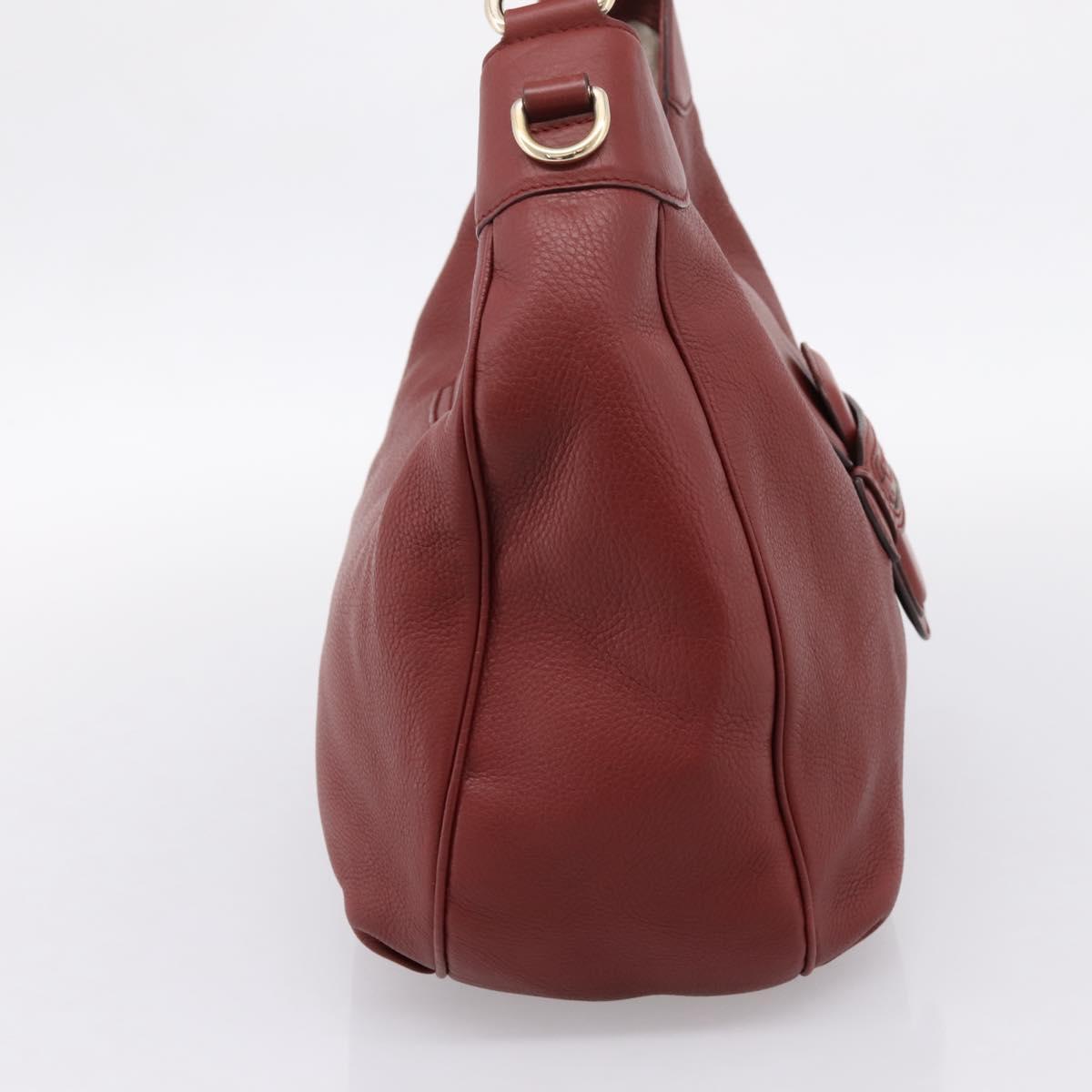 GUCCI Shoulder Bag Leather 2way Red Gold 296851 Auth 204829A