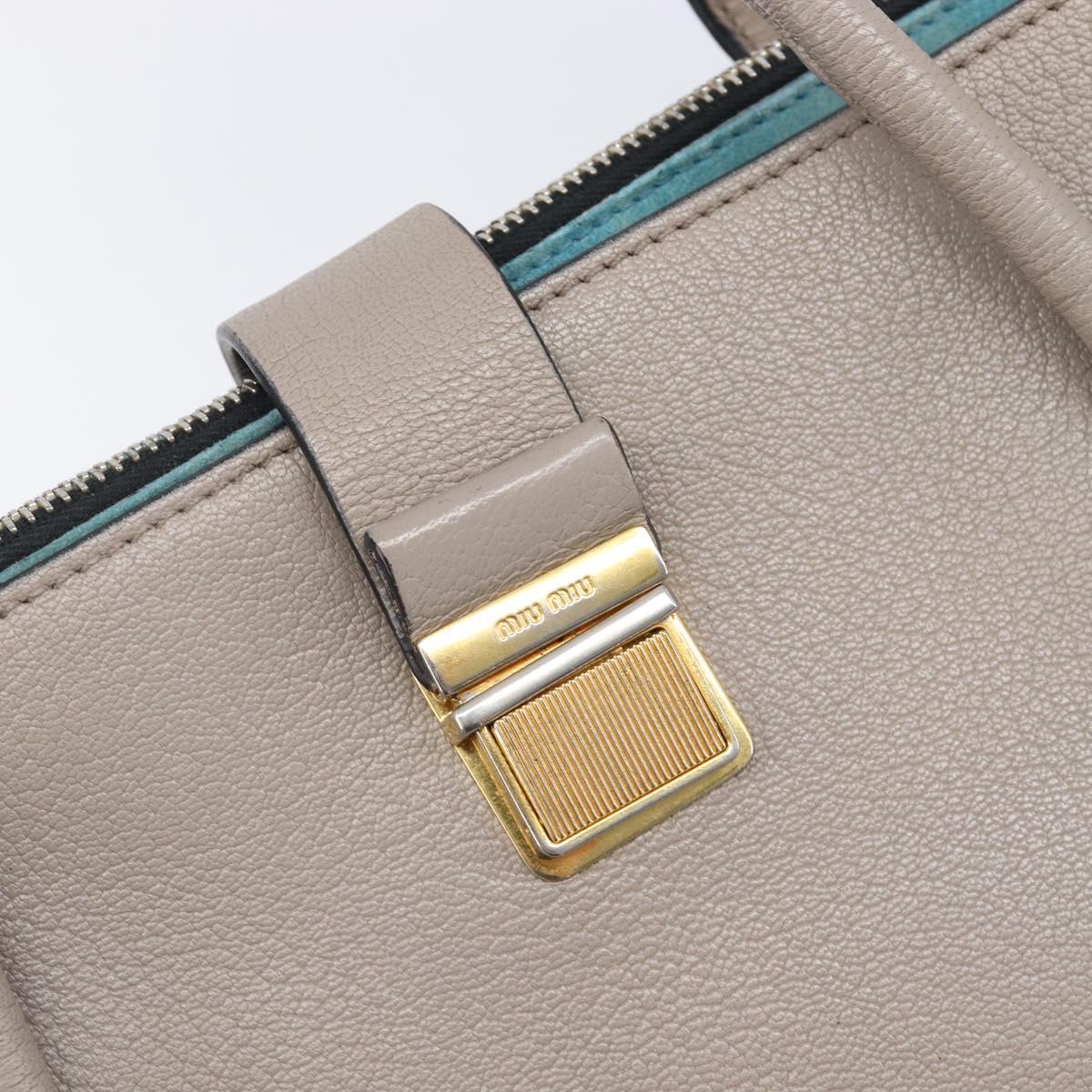 Miu Miu Hand Bag Leather 2way Gray Gold Auth 204830A
