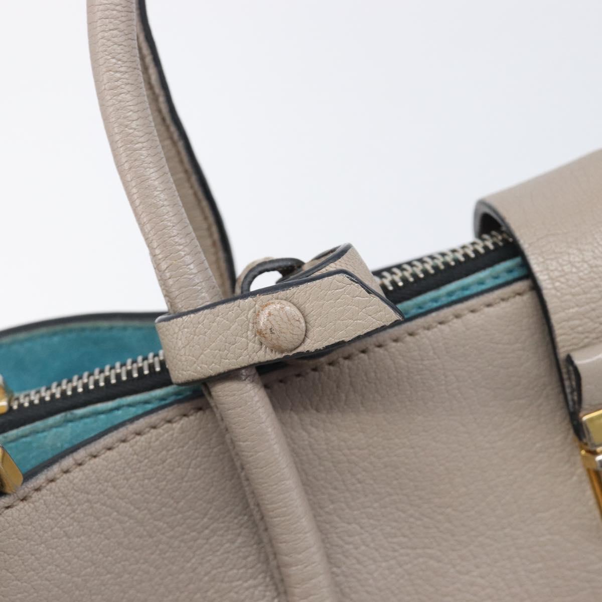 Miu Miu Hand Bag Leather 2way Gray Gold Auth 204830A