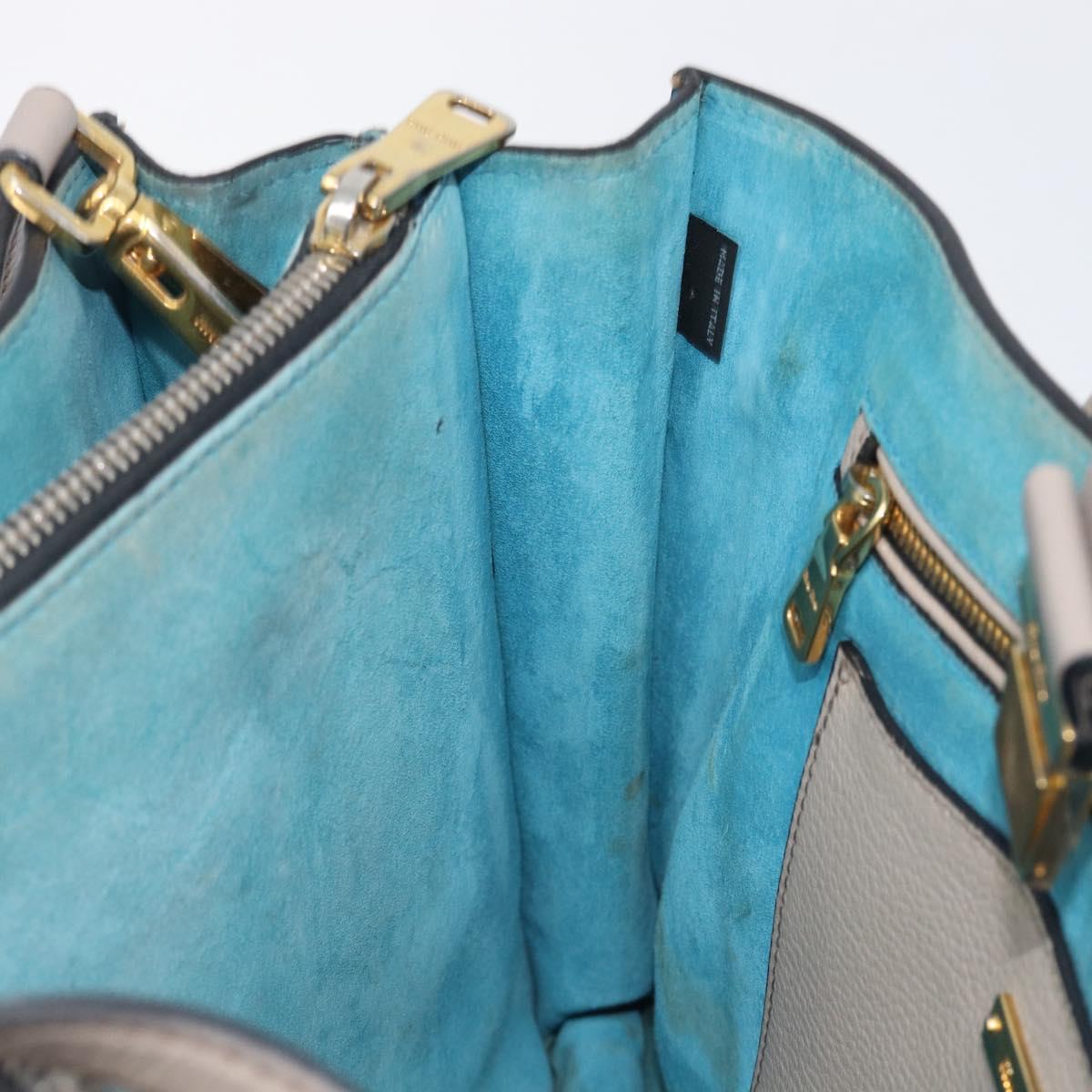 Miu Miu Hand Bag Leather 2way Gray Gold Auth 204830A