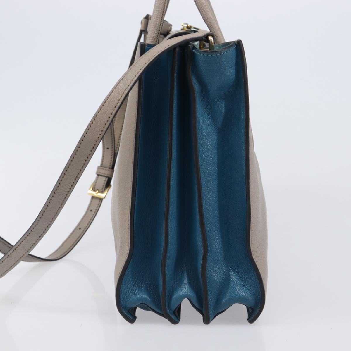 Miu Miu Hand Bag Leather 2way Gray Gold Auth 204830A