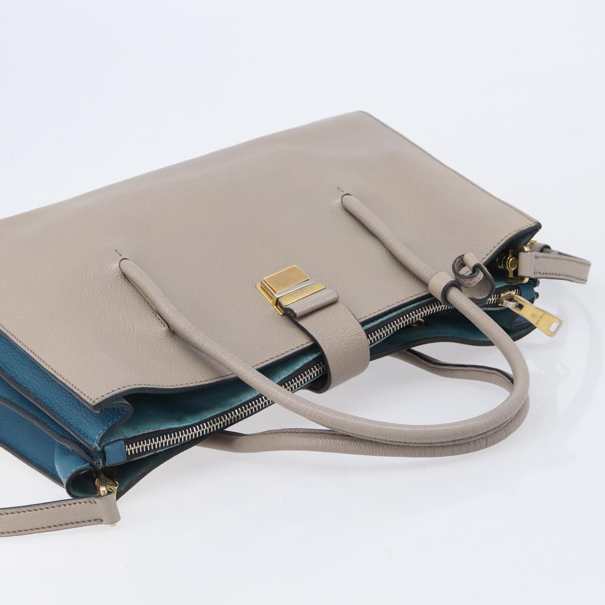 Miu Miu Hand Bag Leather 2way Gray Gold Auth 204830A