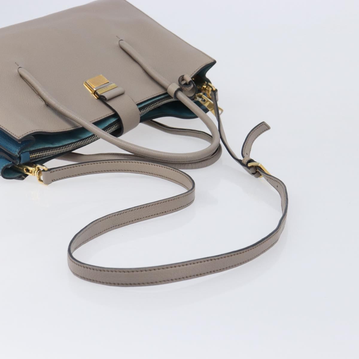 Miu Miu Hand Bag Leather 2way Gray Gold Auth 204830A