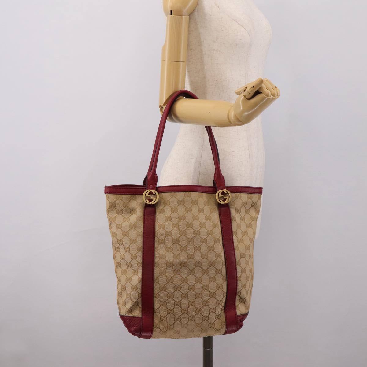 GUCCI GG Canvas Miss GG Tote Bag Beige Gold 342591 Auth 204831
