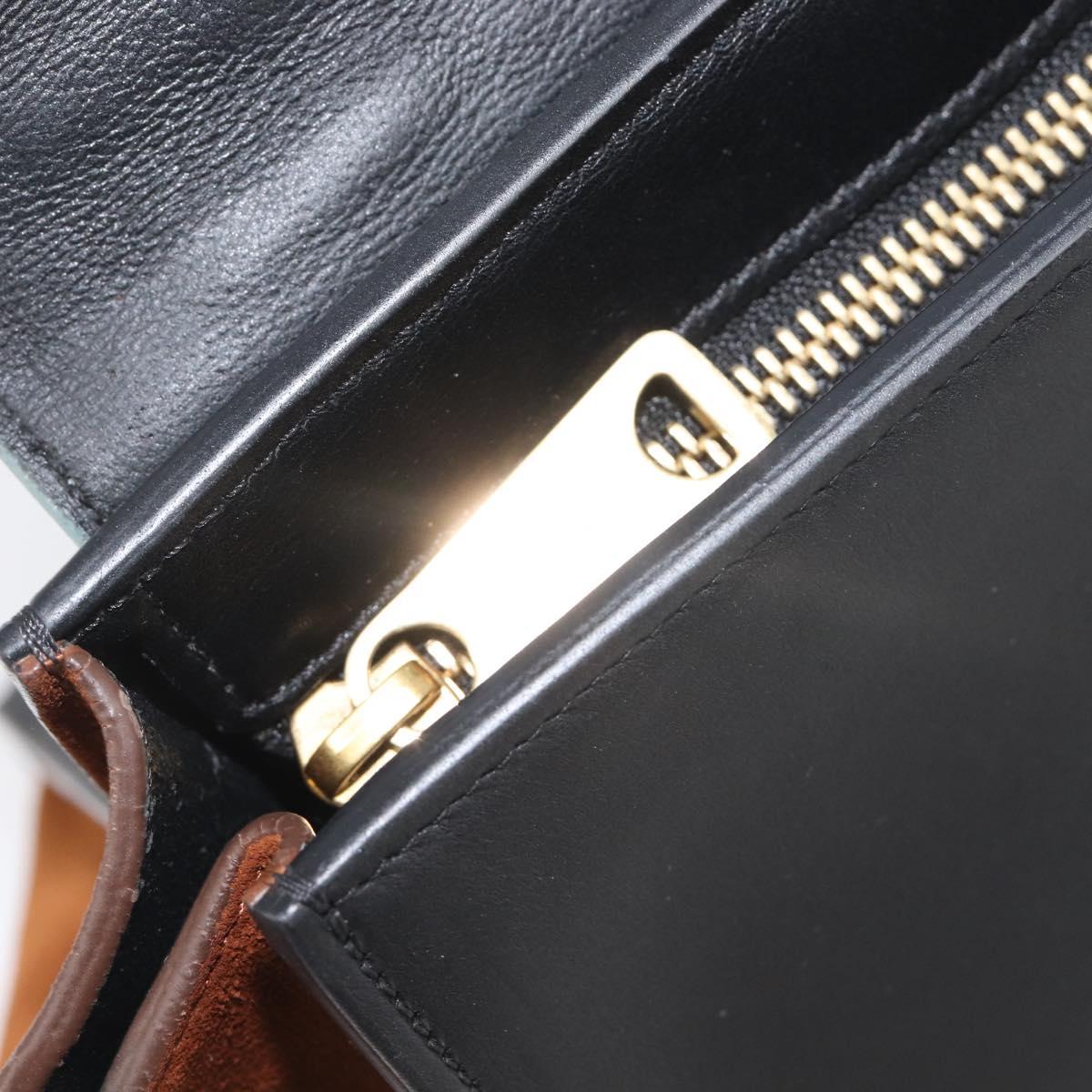 CELINE Trapeze Hand Bag Leather 2way Light Blue Gold Auth 204832V