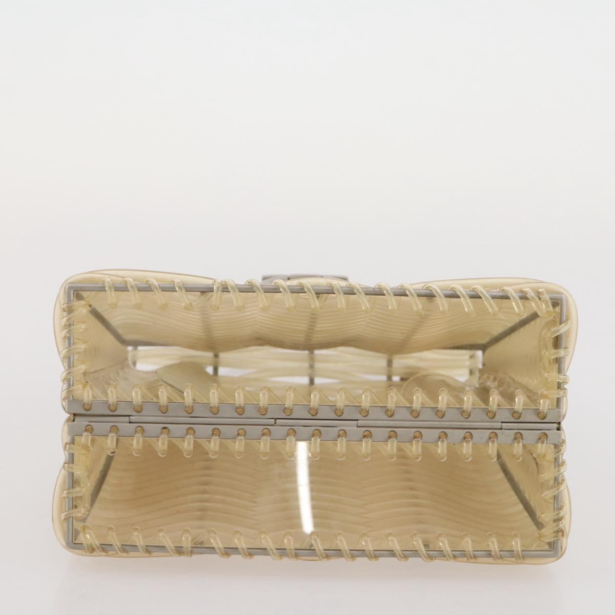 Salvatore Ferragamo Gancini Hand Bag Vinyl Clear Silver Auth 204833