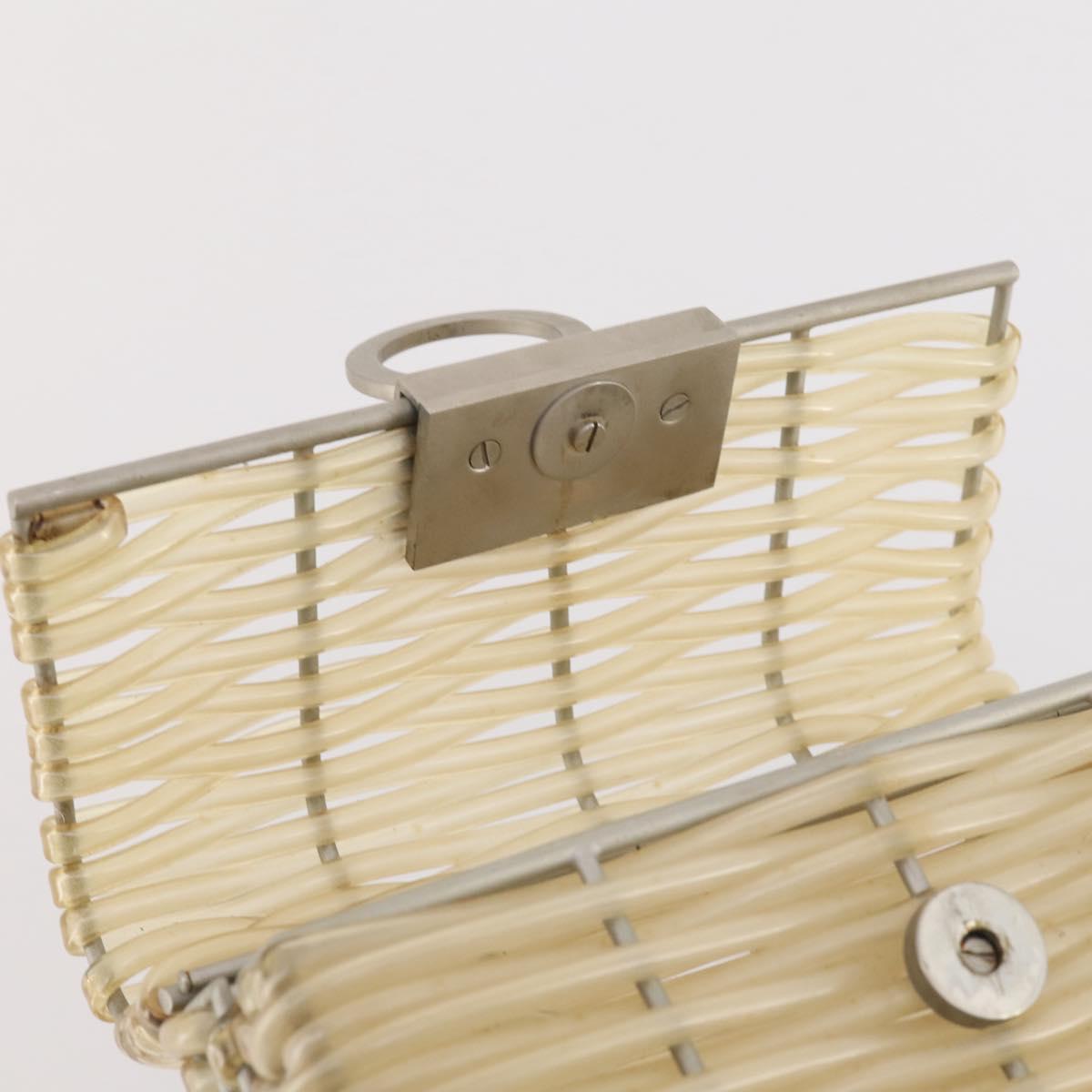 Salvatore Ferragamo Gancini Hand Bag Vinyl Clear Silver Auth 204833
