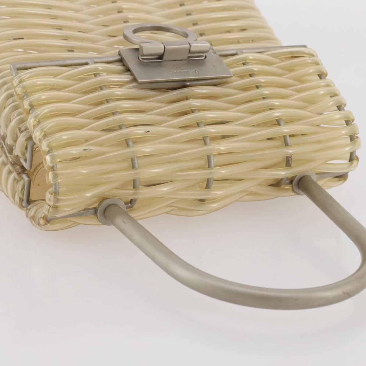 Salvatore Ferragamo Gancini Hand Bag Vinyl Clear Silver Auth 204833