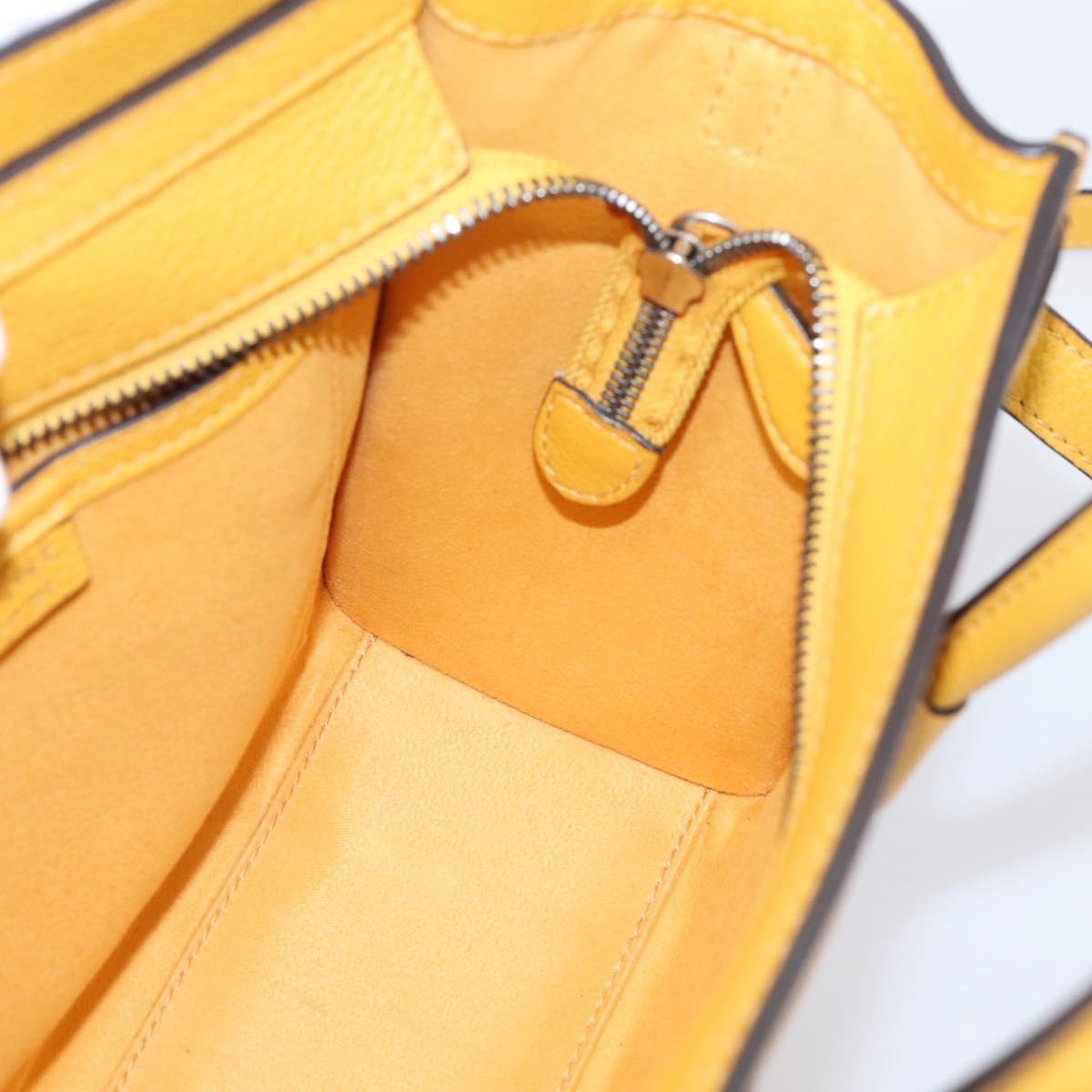 CELINE Luggage Nano Hand Bag Leather 2way Yellow Gold Auth 204834M