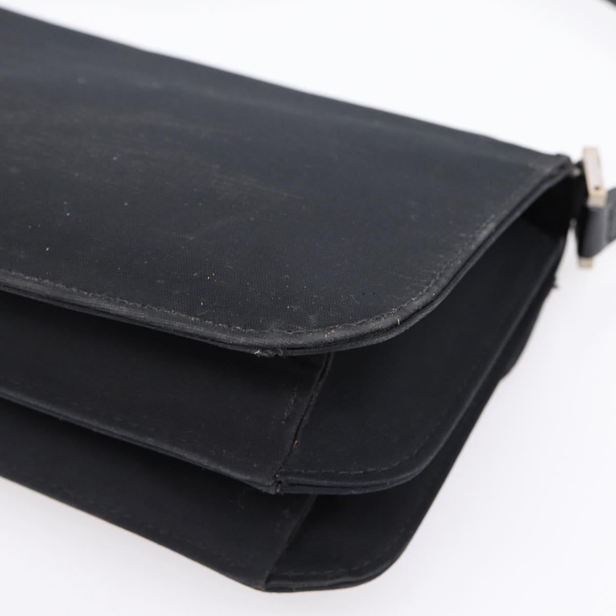 FENDI Mamma Baguette Shoulder Bag Cotton jersey Black Silver Auth 204836