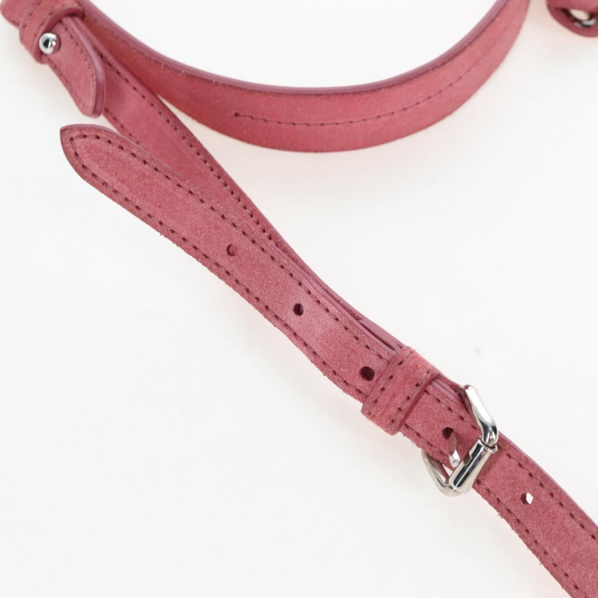 Miu Miu Shoulder Bag Suede Pink Silver Auth 204837A