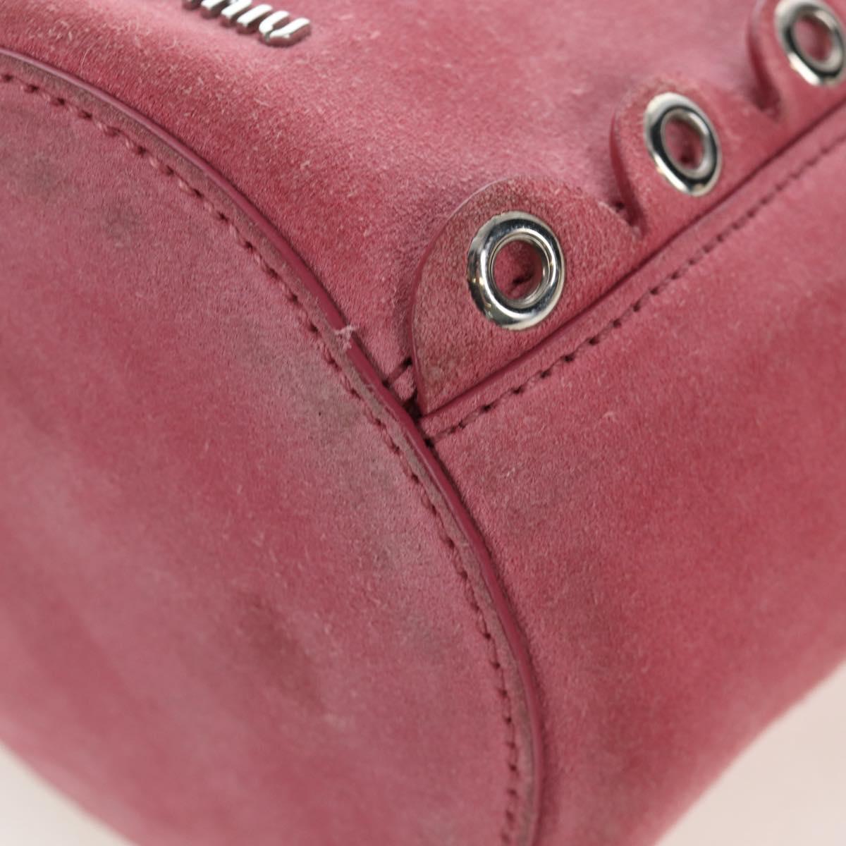 Miu Miu Shoulder Bag Suede Pink Silver Auth 204837A